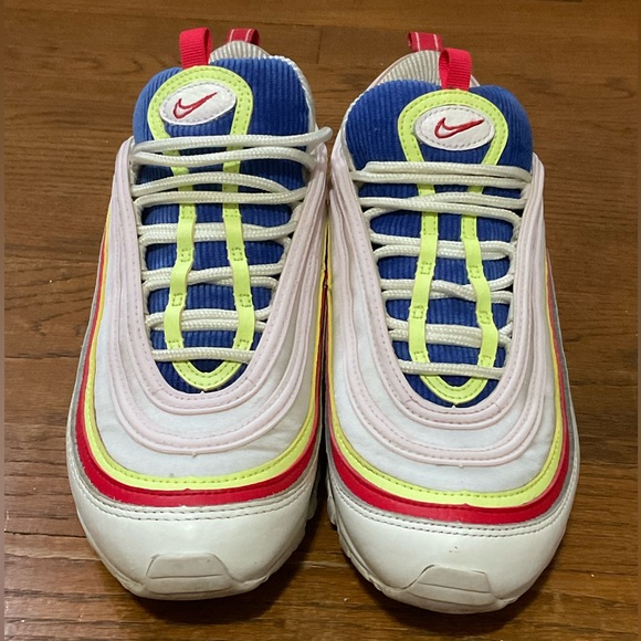 Nike Air Max 97 Corduroy Sail Volt Glow Arctic Pink Red. Good Cond. Women’s 8.5 - Picture 6 of 8